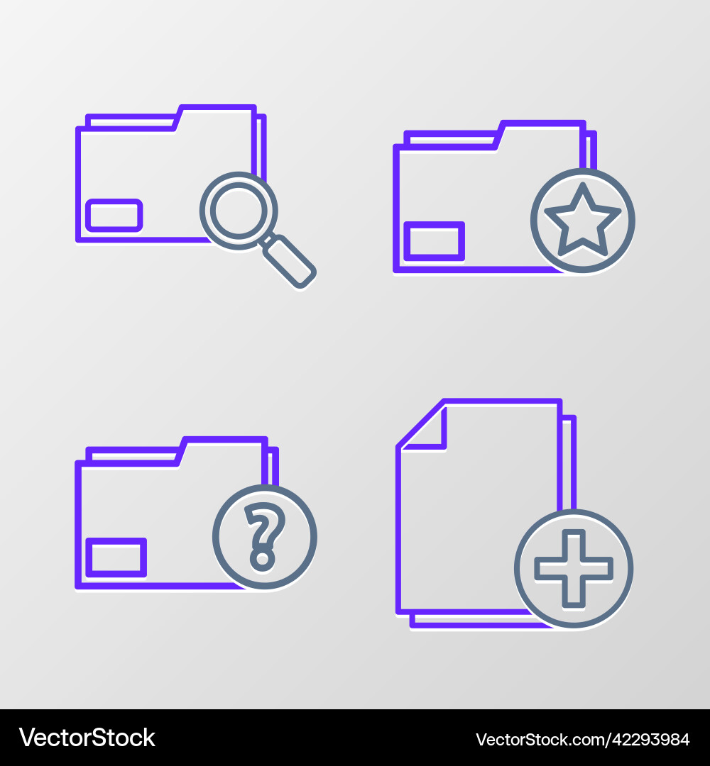 Set line add new file unknown document folder Set line add new file unknown document folder Vector Image