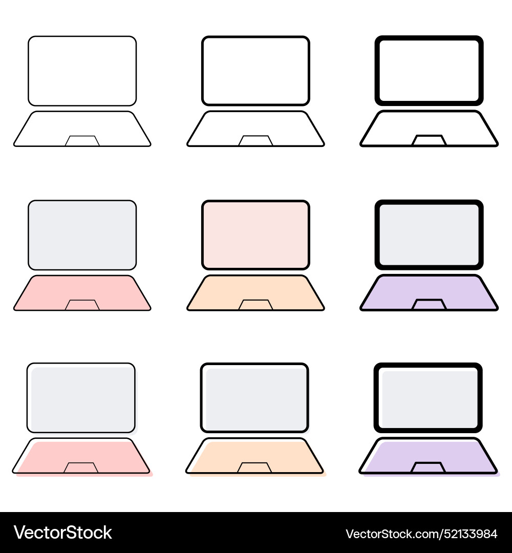 Set of laptop flat web icon notebook computer Vector Image