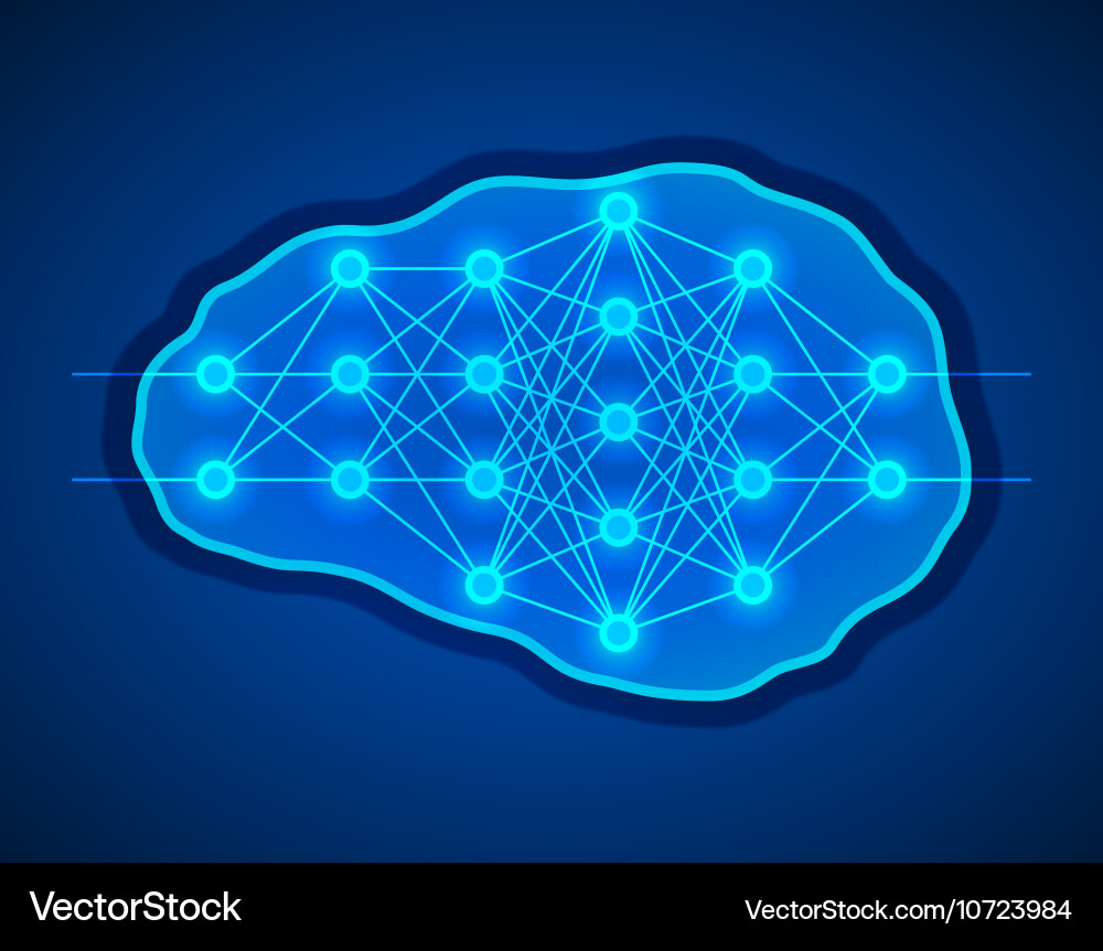 Thinking concept brains with neural net inside vector image