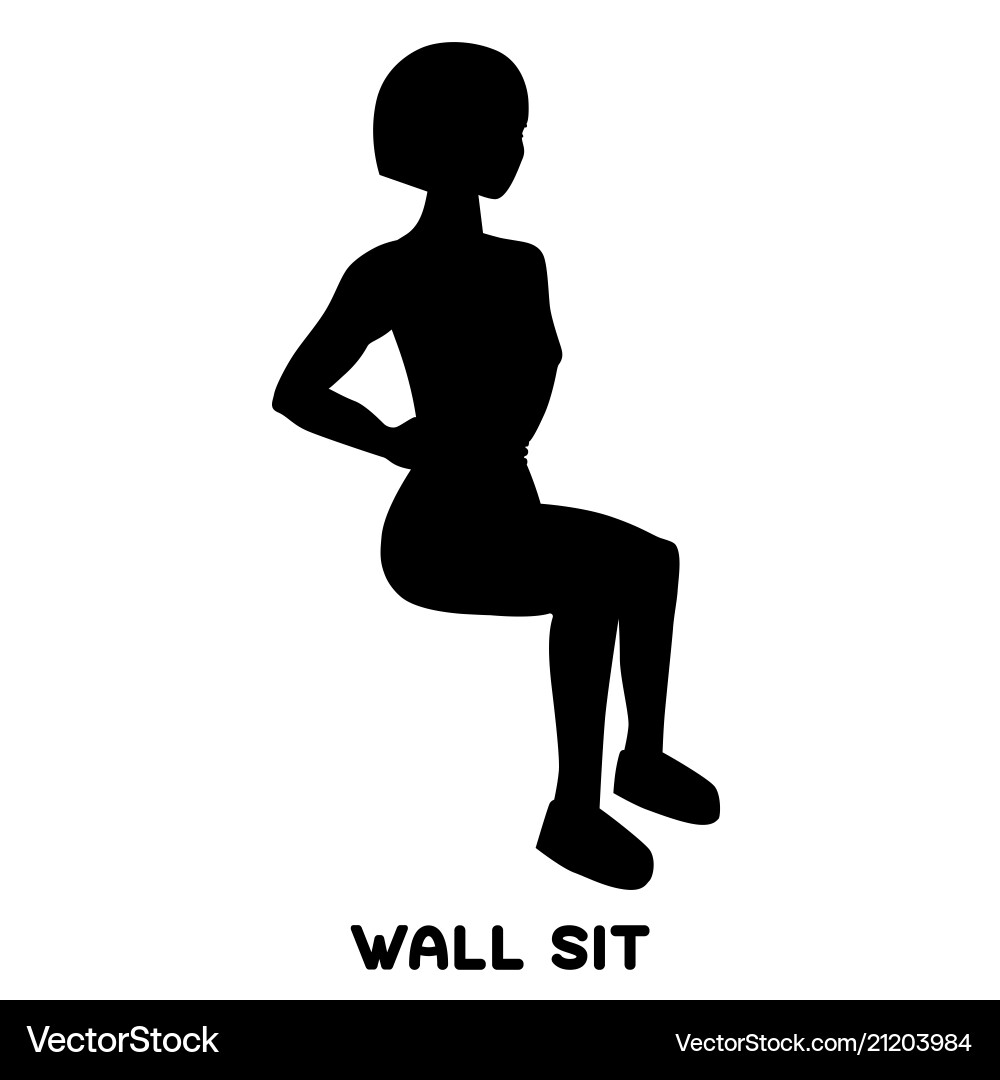 Wand sitzen Sport exersice Silhouetten von Frau Wand sitzen Sport exersice Silhouetten von Frau vektorbild