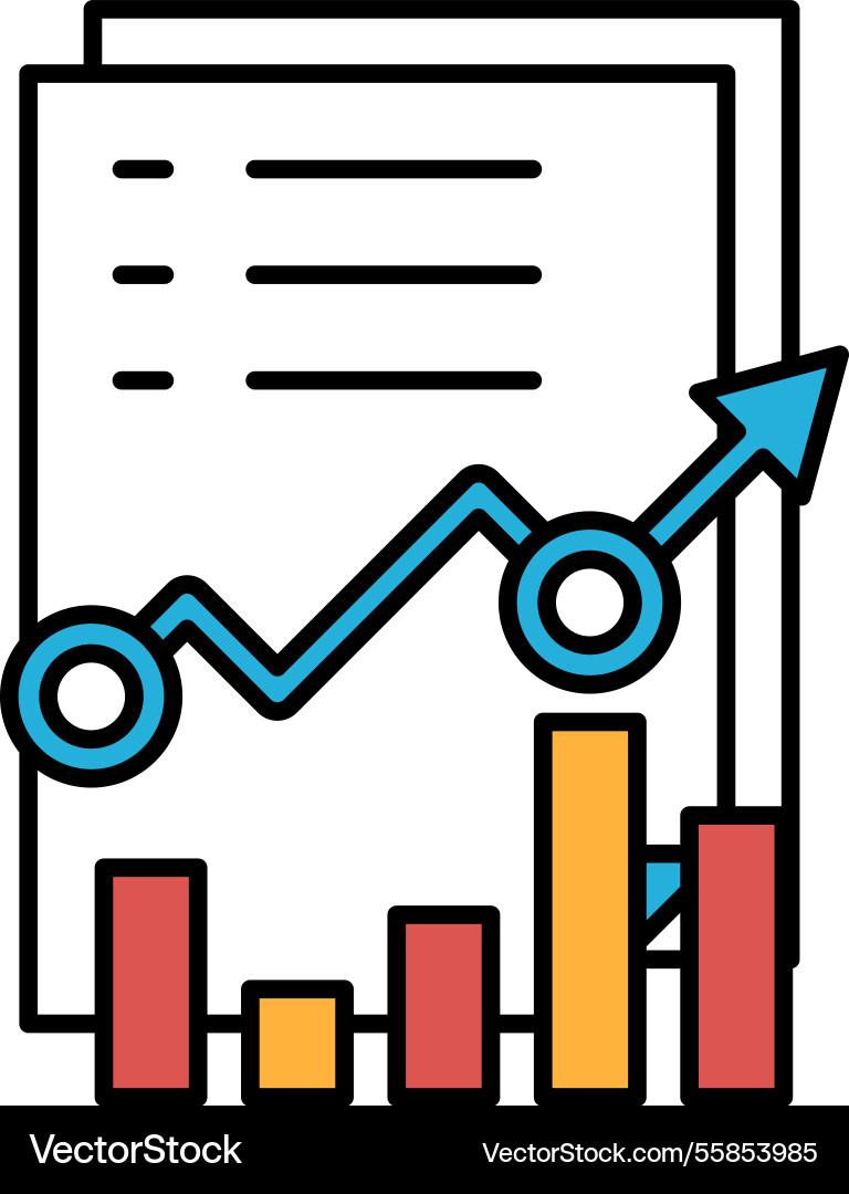A graph with blue arrow pointing upwards vector image