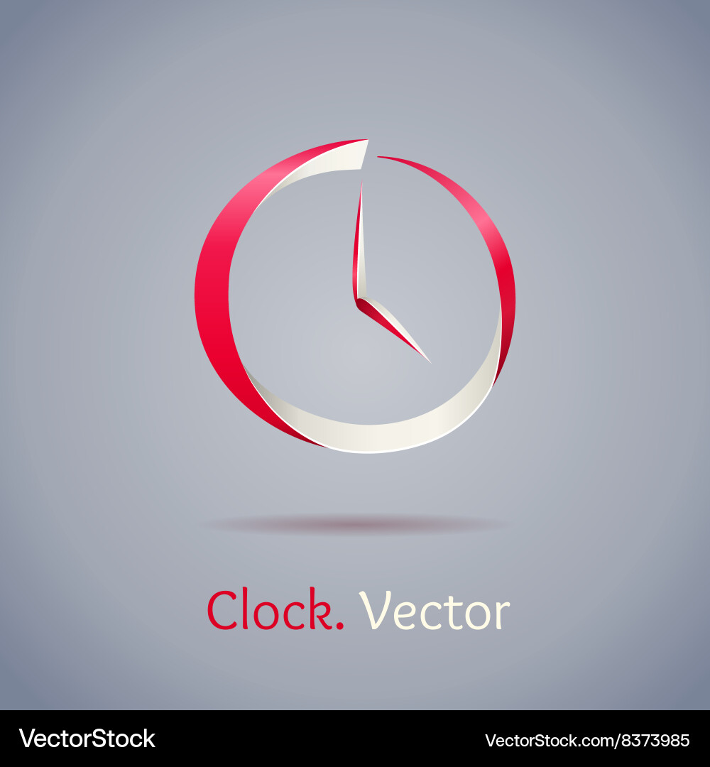 Abstract red clock symbol on gray background Vector Image