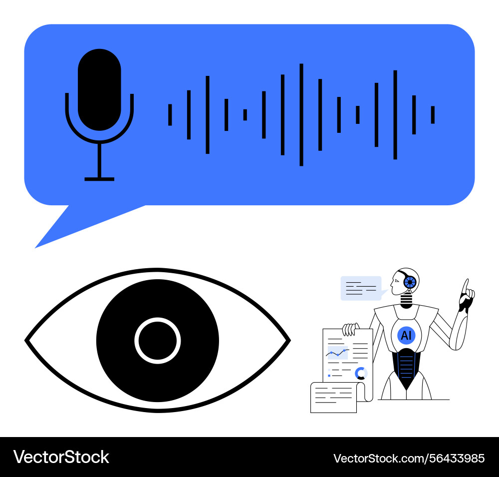 Ai integration with voice recognition visual data Ai integration with voice recognition visual data vector image