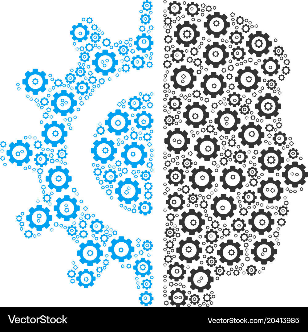 Android robotics composition of gear Vector Image