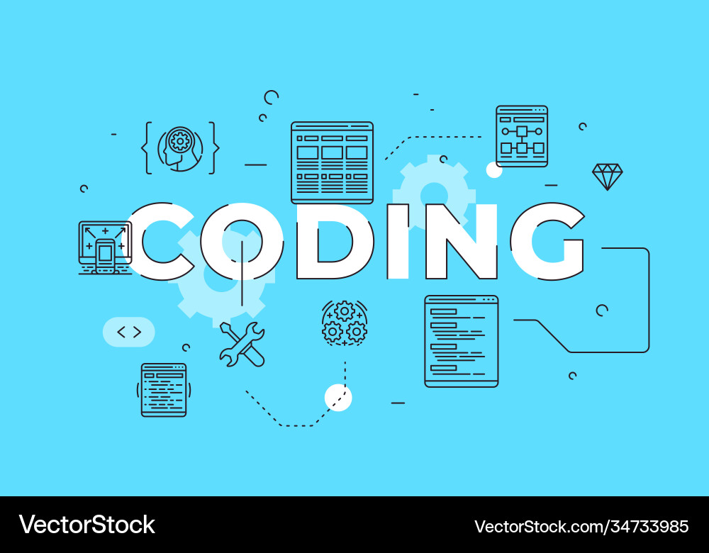 Coding text concept modern flat style Coding text concept modern flat style vector image