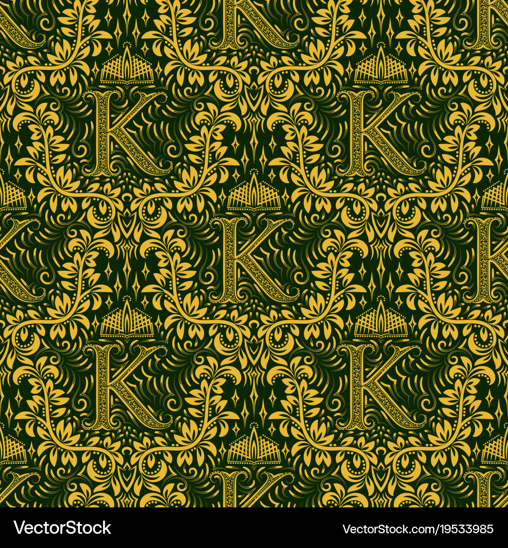 Damask seamless pattern repeating background vector image