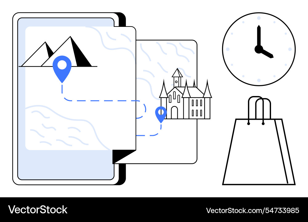 Digital navigation and journey planning with map Digital navigation and journey planning with map Vector Image