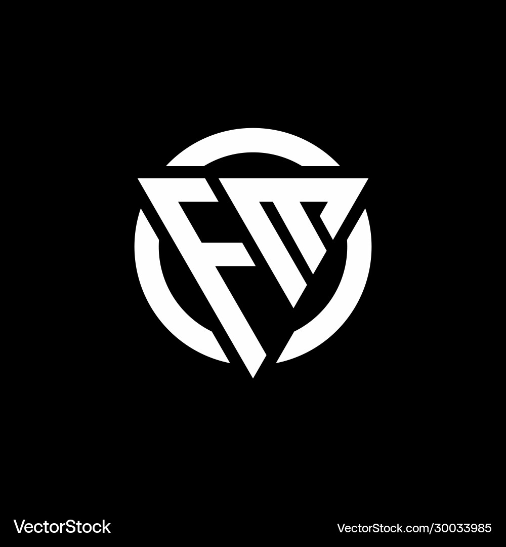 Fm logo with triangle shape and circle rounded Vector Image