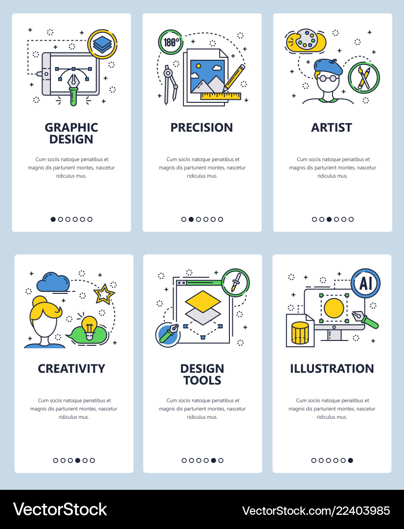 Line art web and mobile app template set vector image