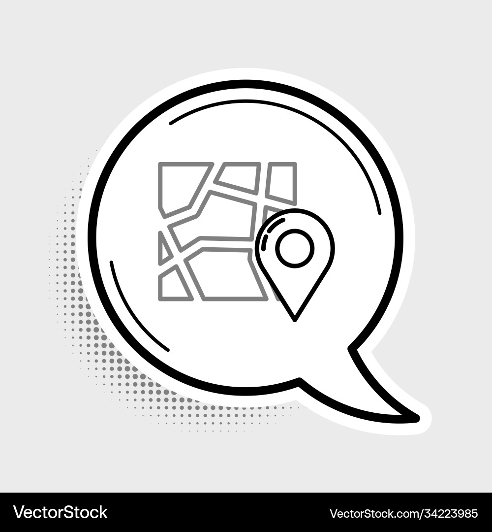 Line folded map with location marker icon isolated Line folded map with location marker icon isolated vector image