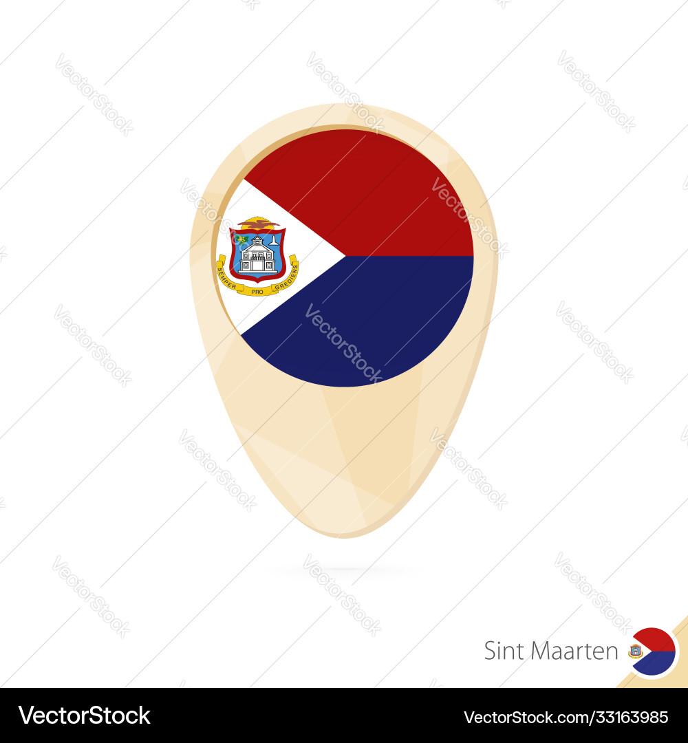 Map pointer with flag sint maarten orange vector image