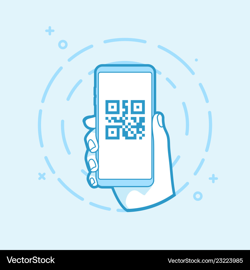 Qr code icon on smartphone screen Qr code icon on smartphone screen vector image