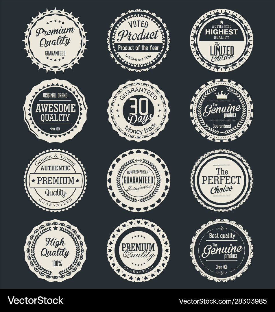 Quality retro badges collection Royalty Free Vector Image