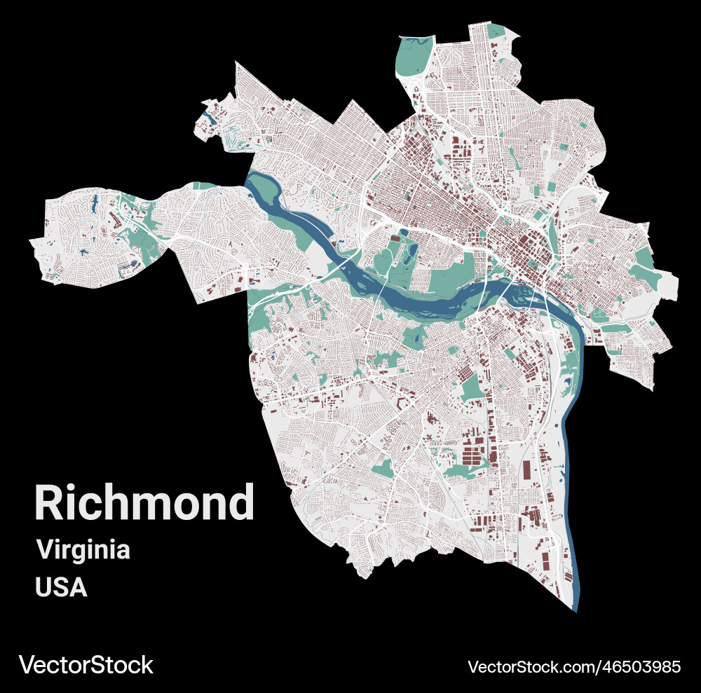 Richmond map capital city of the usa state Richmond map capital city of the usa state vector image