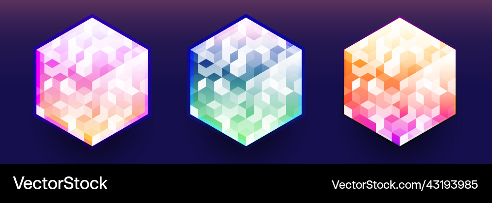 Set of 3d dimensional geometric hexagon pattern Set of 3d dimensional geometric hexagon pattern vector image