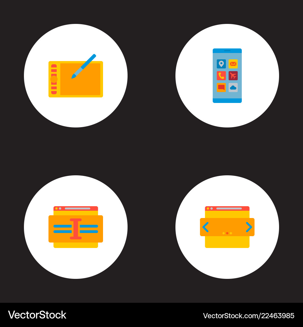 Set of wd icons flat style symbols with website Set of wd icons flat style symbols with website vector image