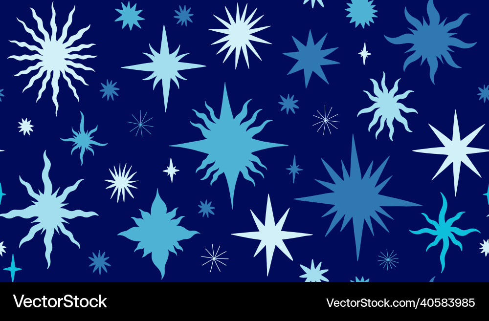 Set star celestial seamless pattern background vector image