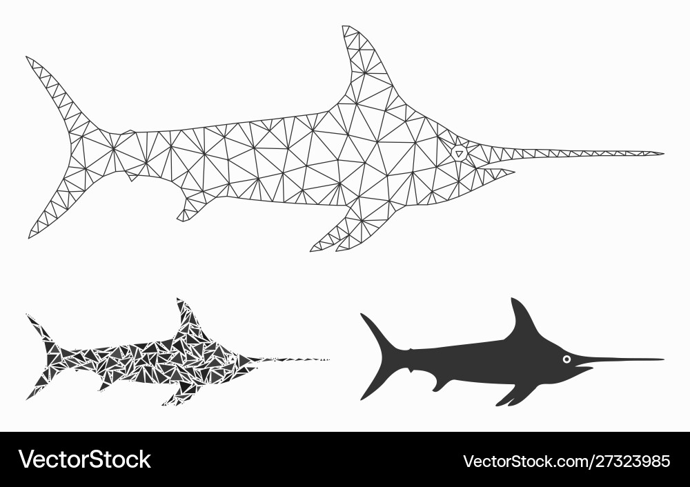 Sword fish mesh 2d model and triangle Sword fish mesh 2d model and triangle vector image