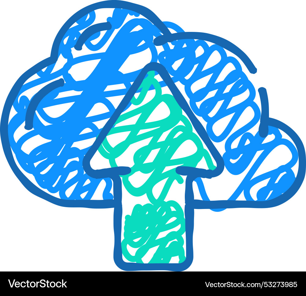 Upload file in cloud storage icon doodle Upload file in cloud storage icon doodle vector image