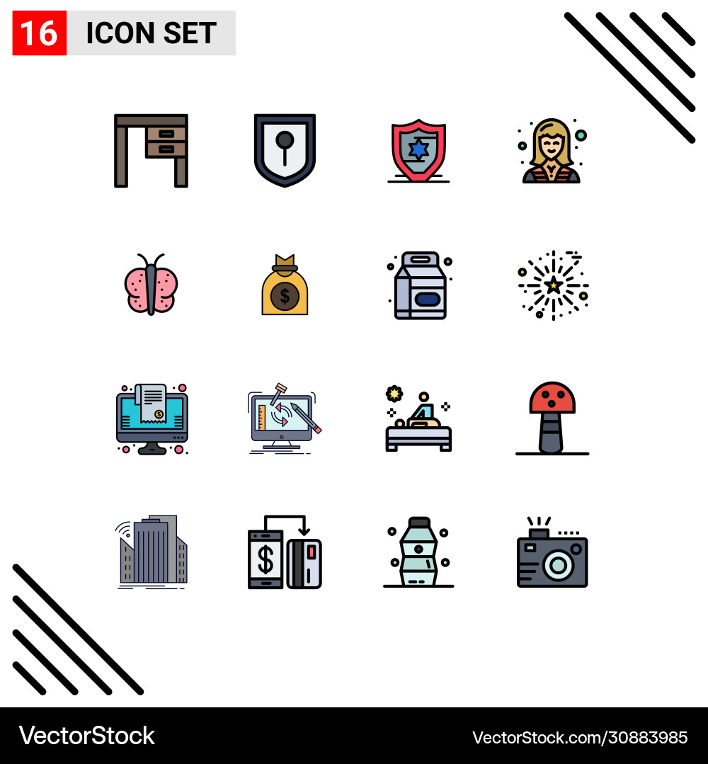 User interface pack 16 basic flat color filled Vector Image