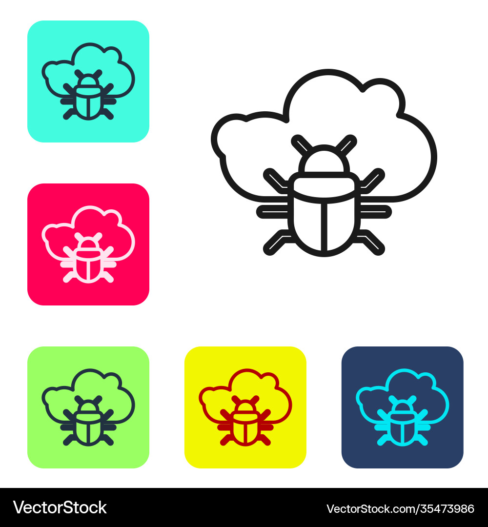 Black line system bug on a cloud icon isolated Vector Image