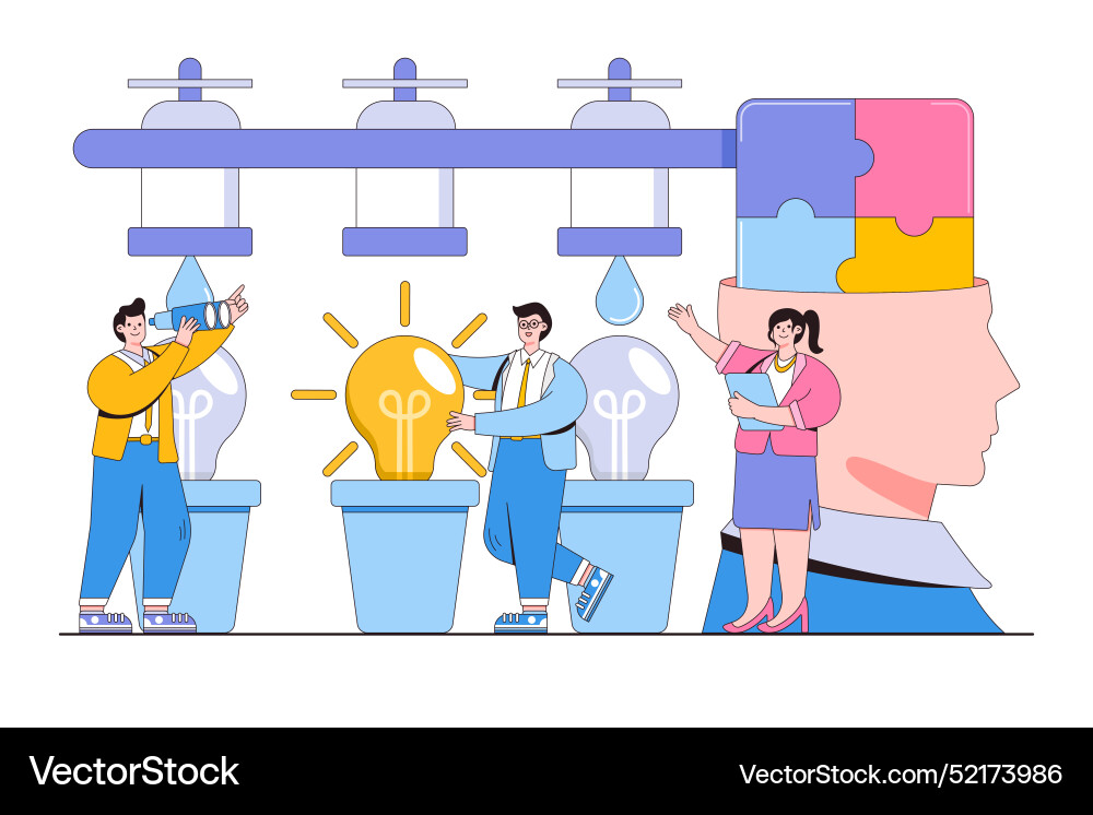 Brainstorming finding and generating new Brainstorming finding and generating new vector image