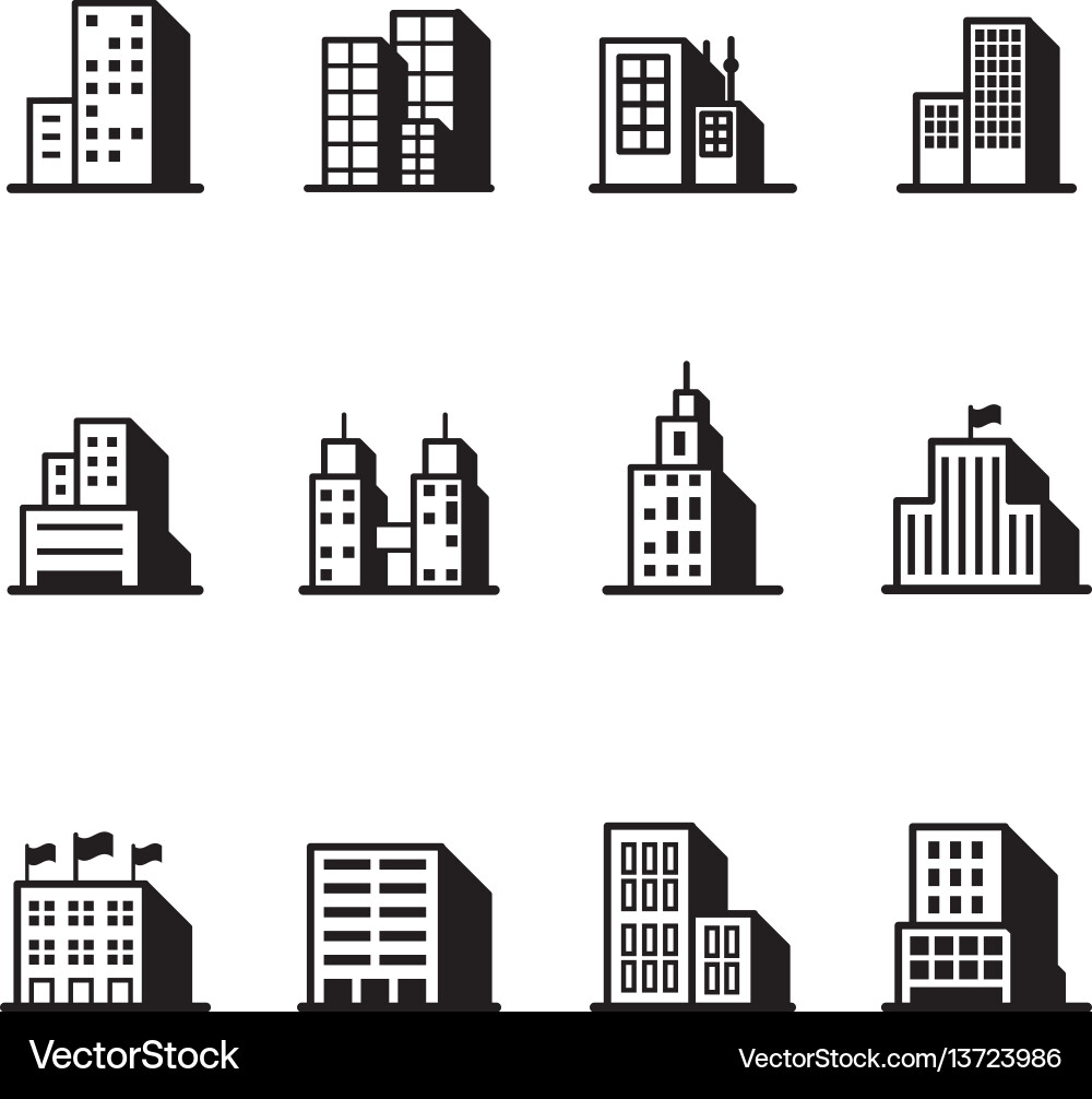 Building Icon Set - Modern Architecture vector image