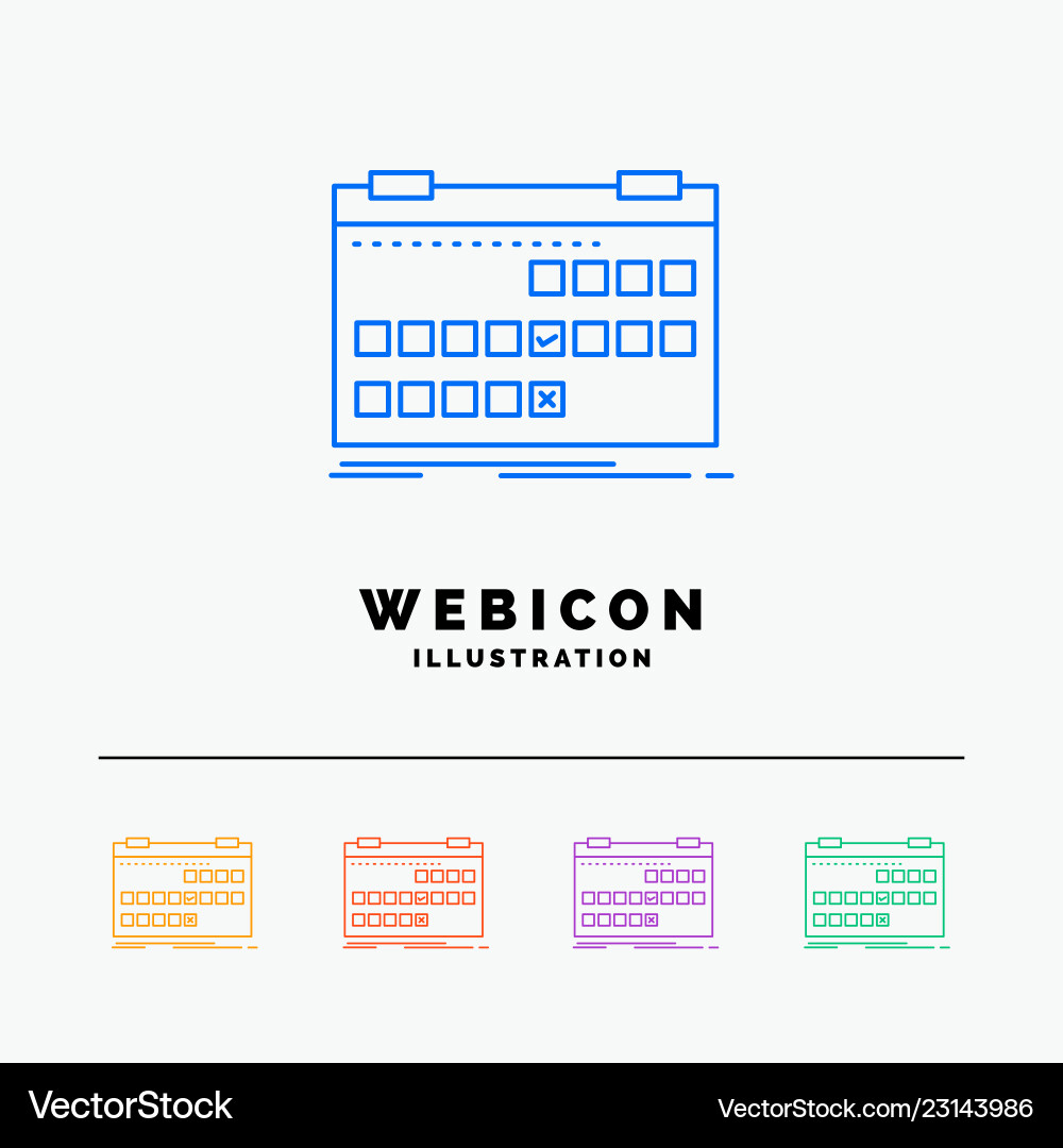Calendar Release Schedule - 5 Color Line Icon Vector Image