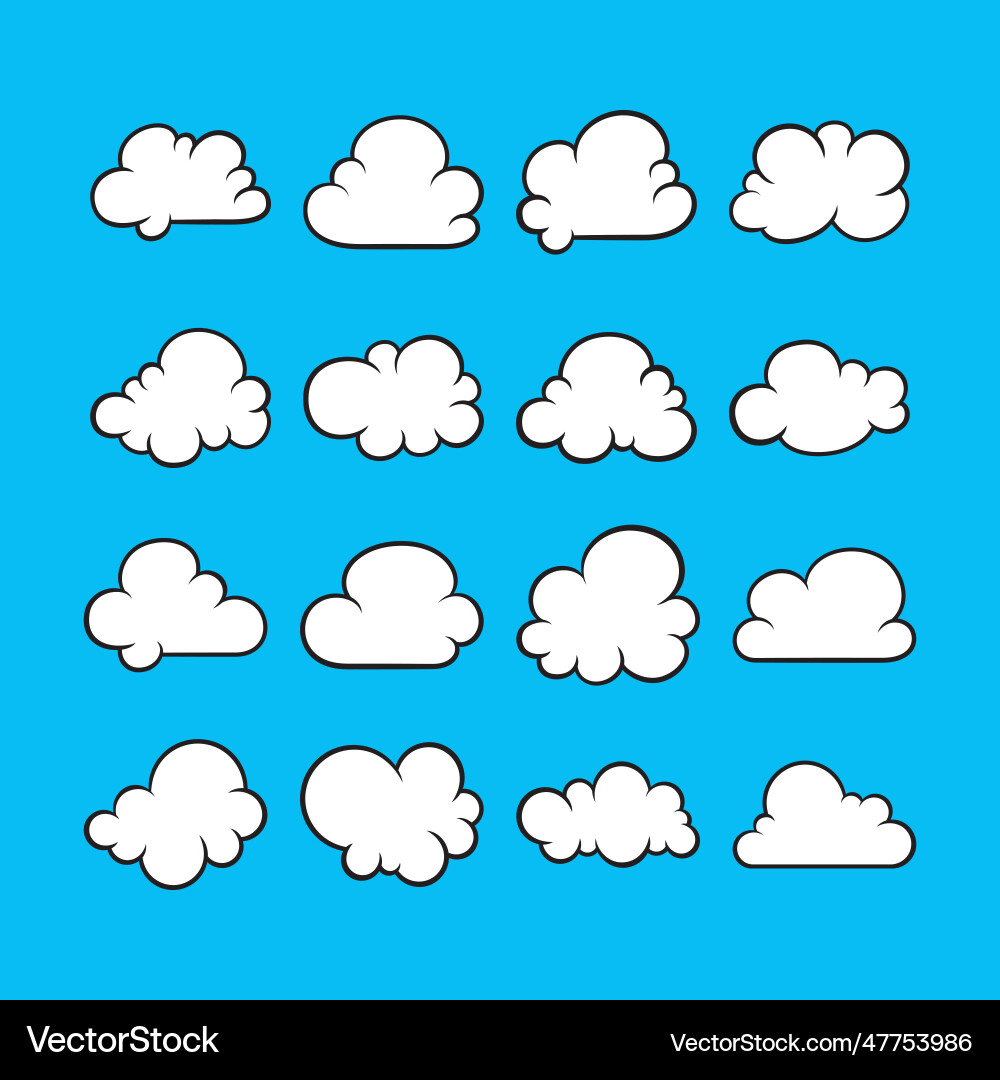 Cloud shape collection set of thin line Vector Image