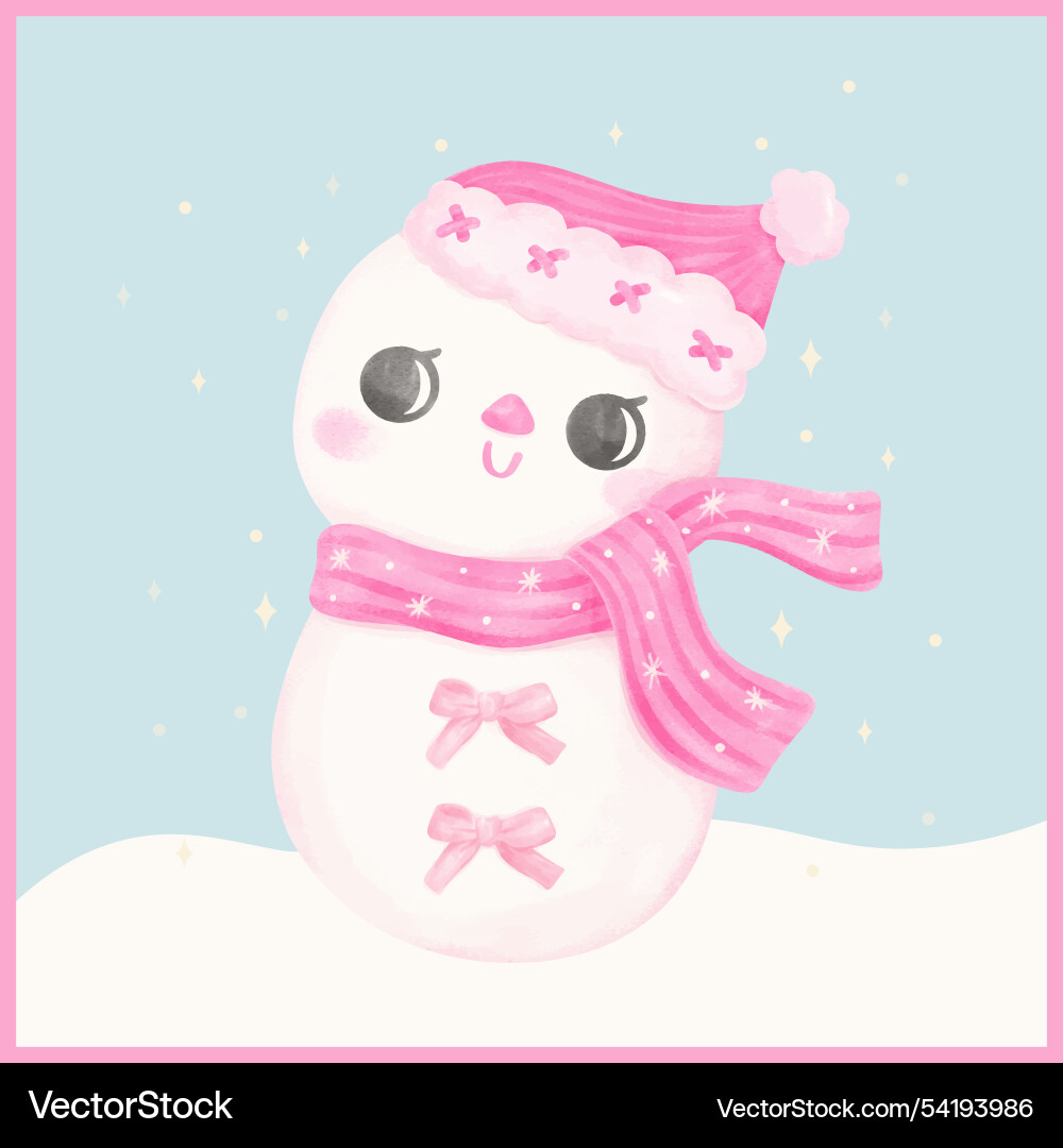 Coquette Weihnachten Schneemann mit rosa Schal Pastell Coquette Weihnachten Schneemann mit rosa Schal Pastell vektorbild
