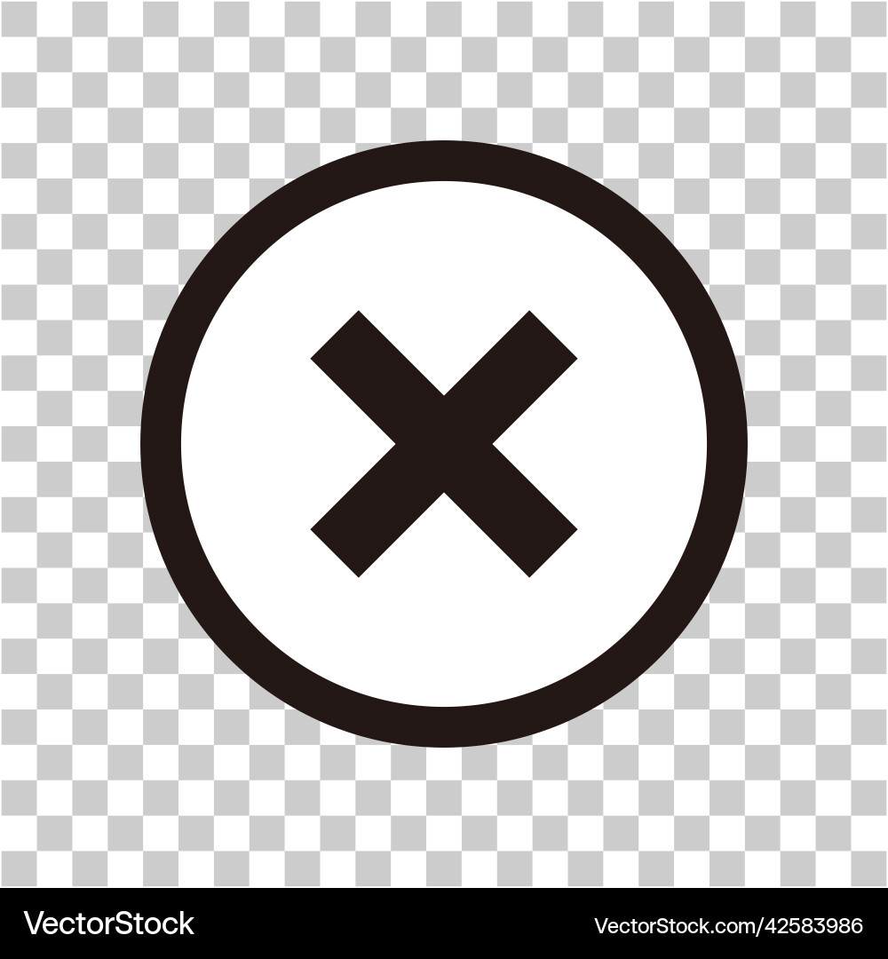Cross mark icon with a background transparent vector image