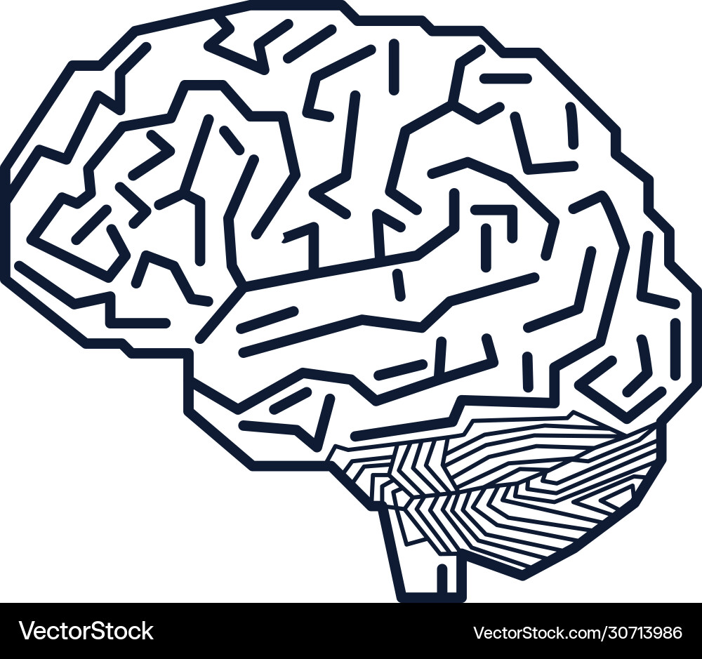 Digital human brain with computer circuit board vector image