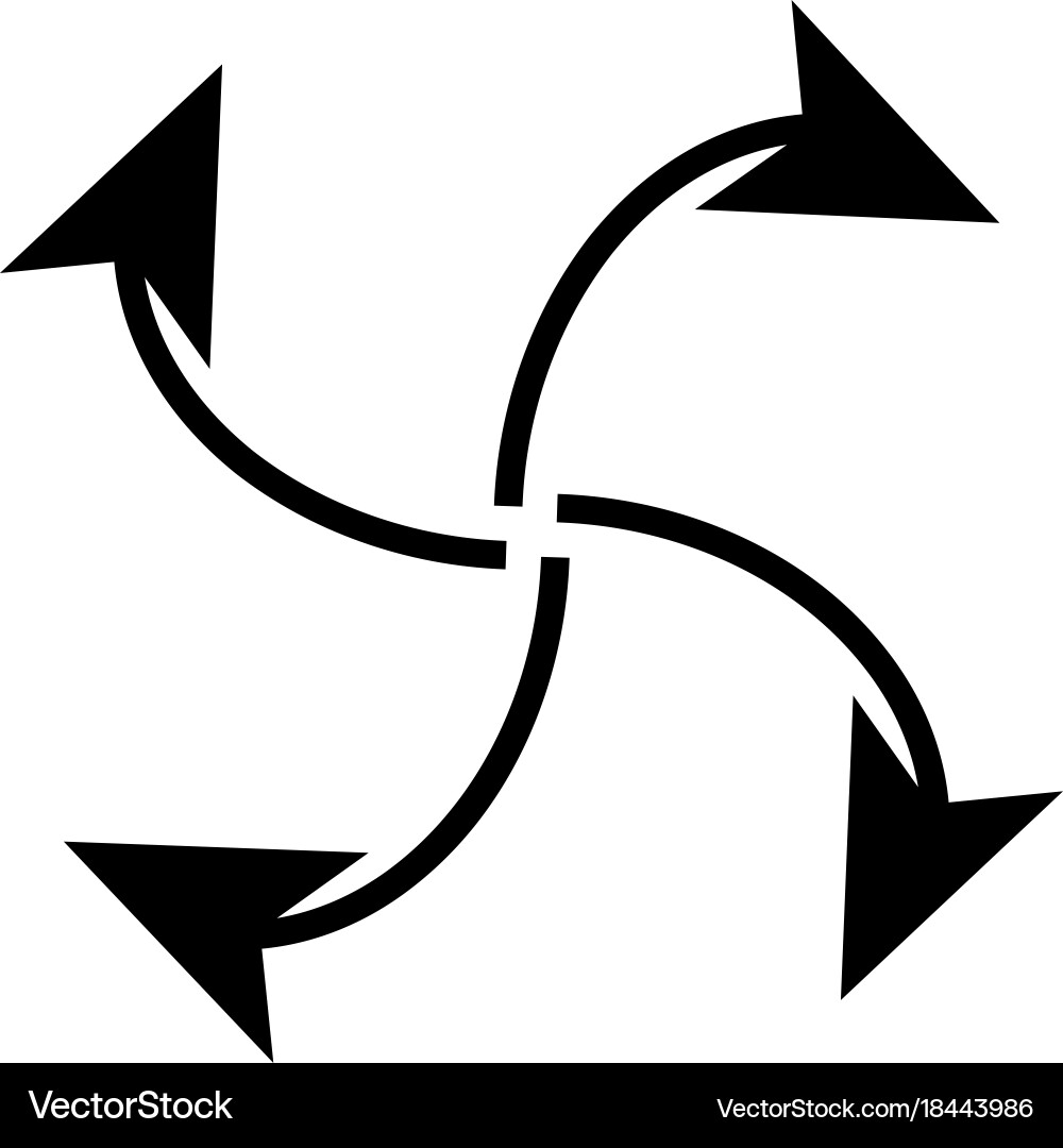 Four arrows in loop from center vector image