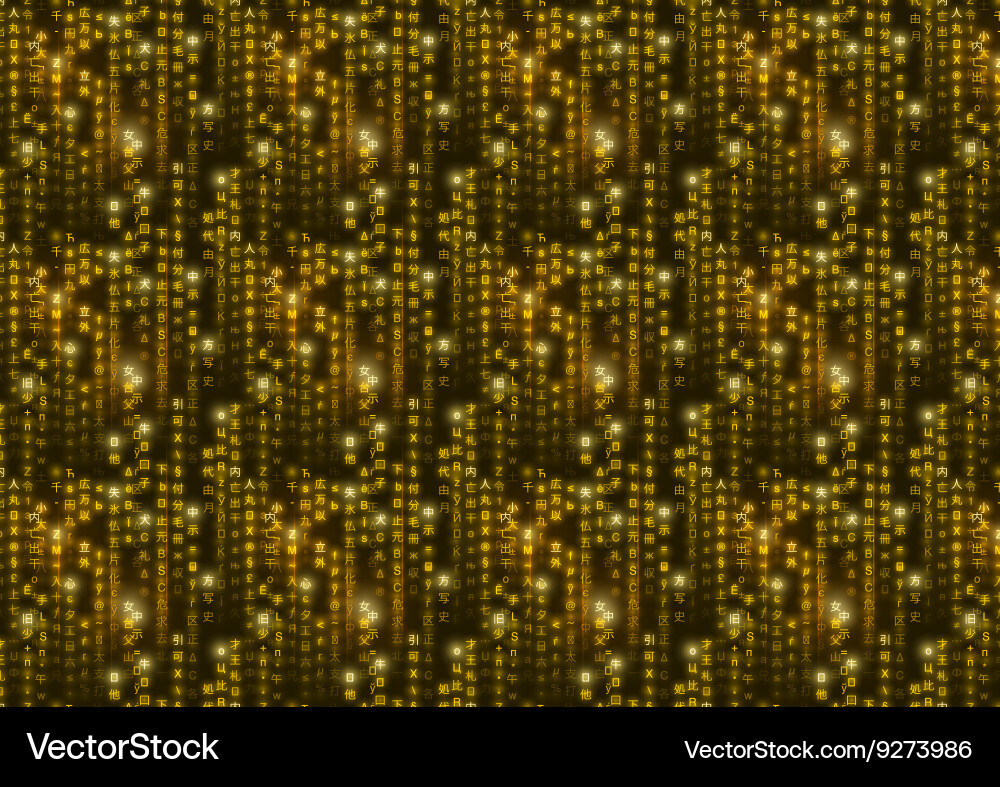 Golden matrix symbols digital binary code vector image