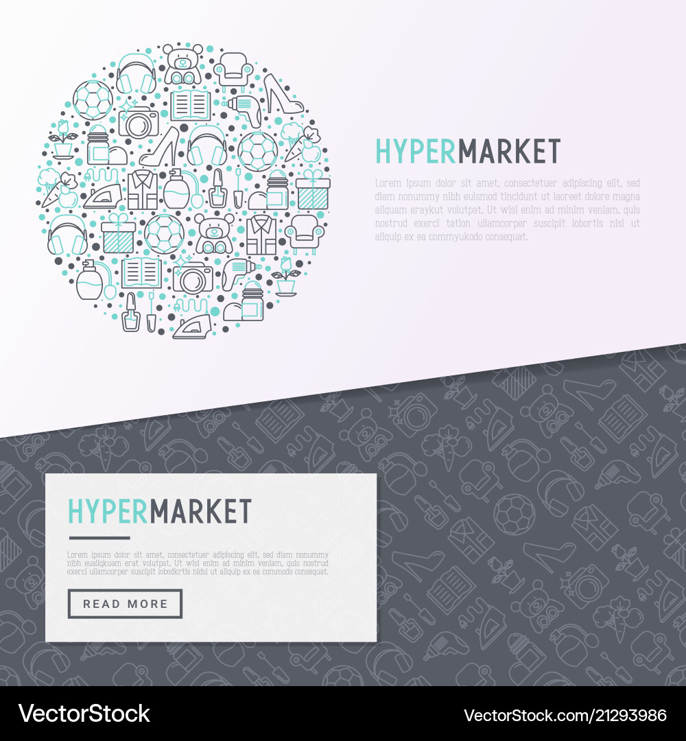 Hypermarket concept in circle with thin line icons Hypermarket concept in circle with thin line icons vector image