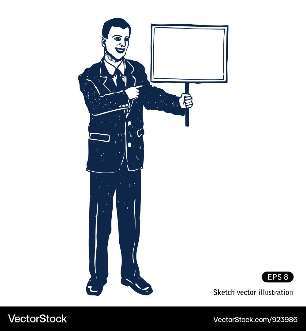 Man with sign Vector Image