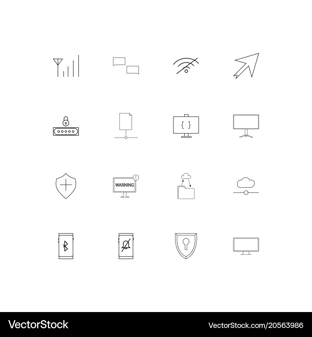 Network and database simple linear icons set vector image