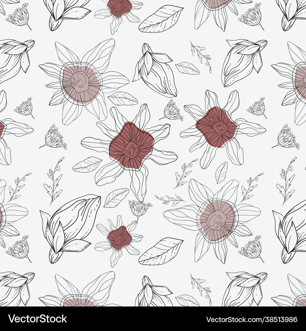 Seamless pattern different leaves and branches Vector Image