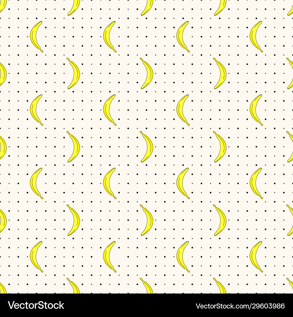 Seamless pattern with bananas and polka vector image