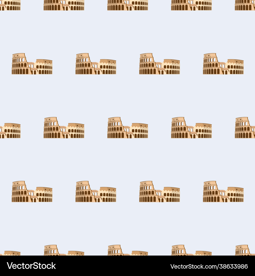 Seamless pattern with coliseum endless background vector image