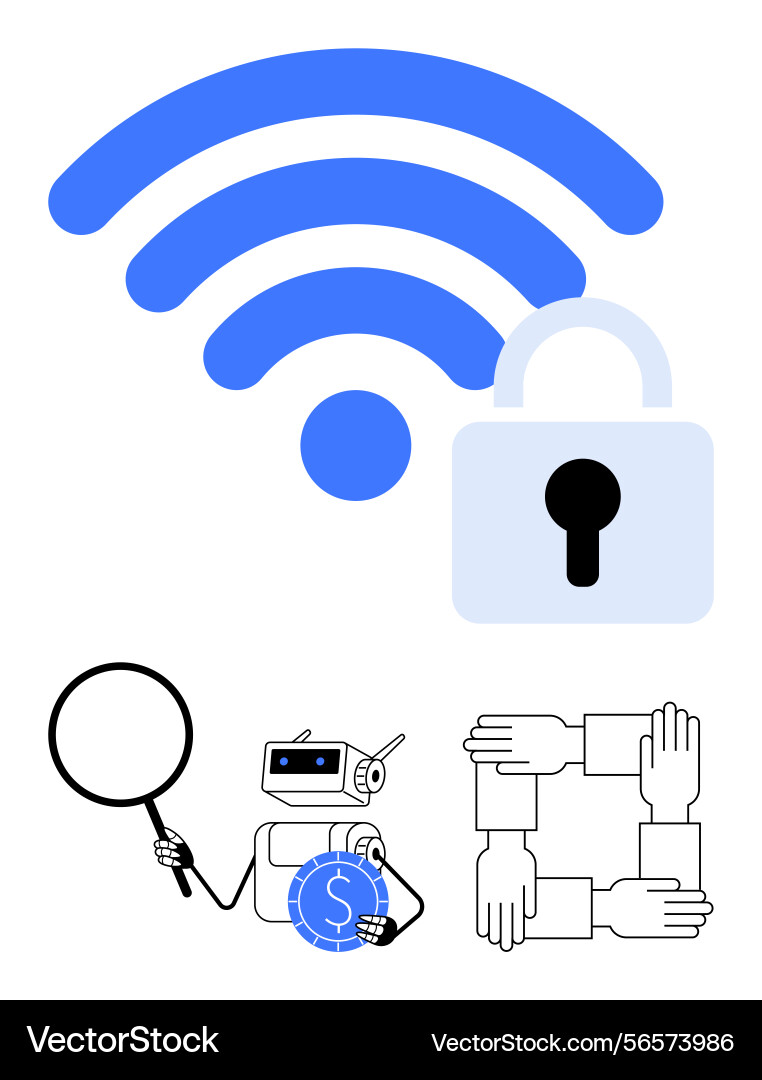 Secure wireless connection with ai collaboration Secure wireless connection with ai collaboration vector image
