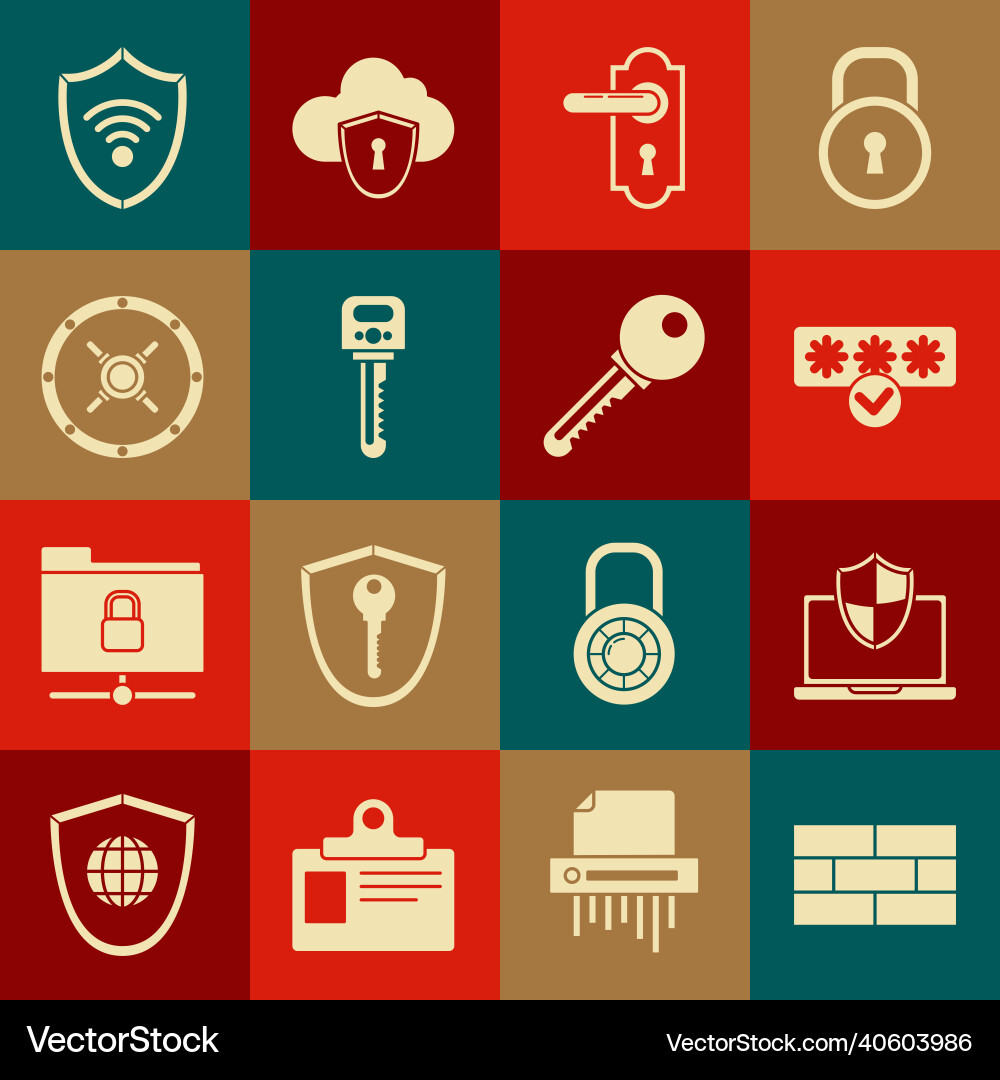 Set bricks laptop protected with shield password Set bricks laptop protected with shield password vector image