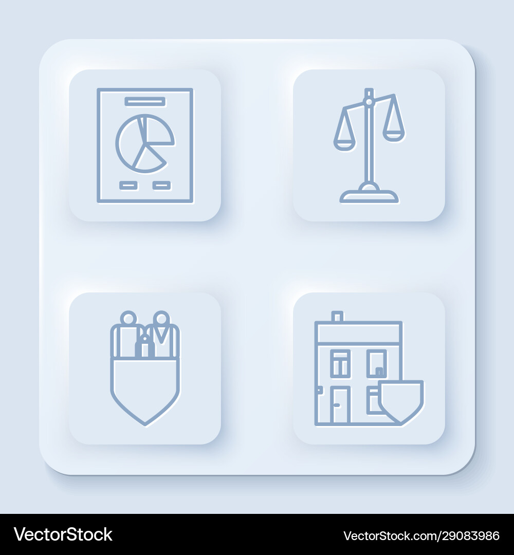 Set line document with graph chart scales vector image