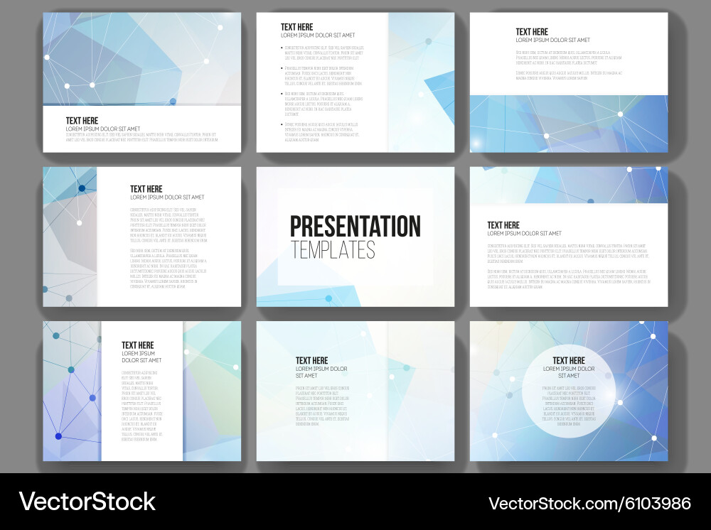 Set of 9 templates for presentation slides Vector Image