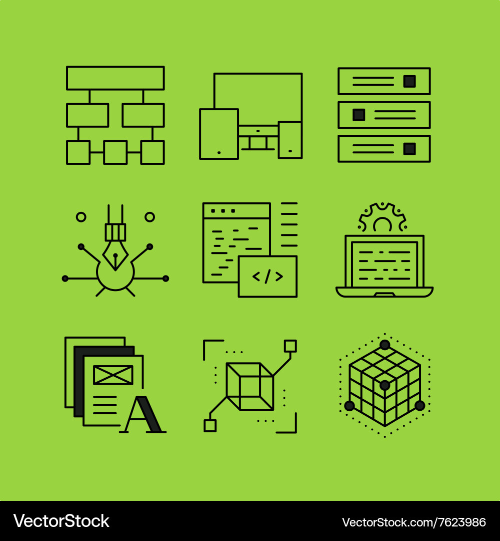 Set of line icons in the flat style Vector Image