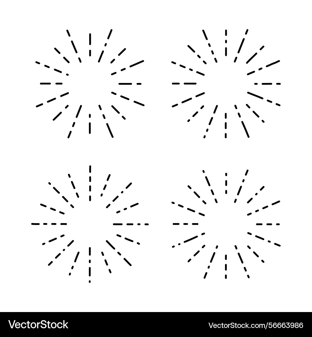 Set of sunburst design element isolated flat style Set of sunburst design element isolated flat style vector image