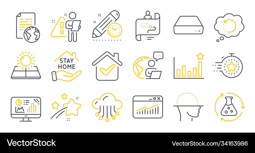 Set science icons such as journey path face Vector Image