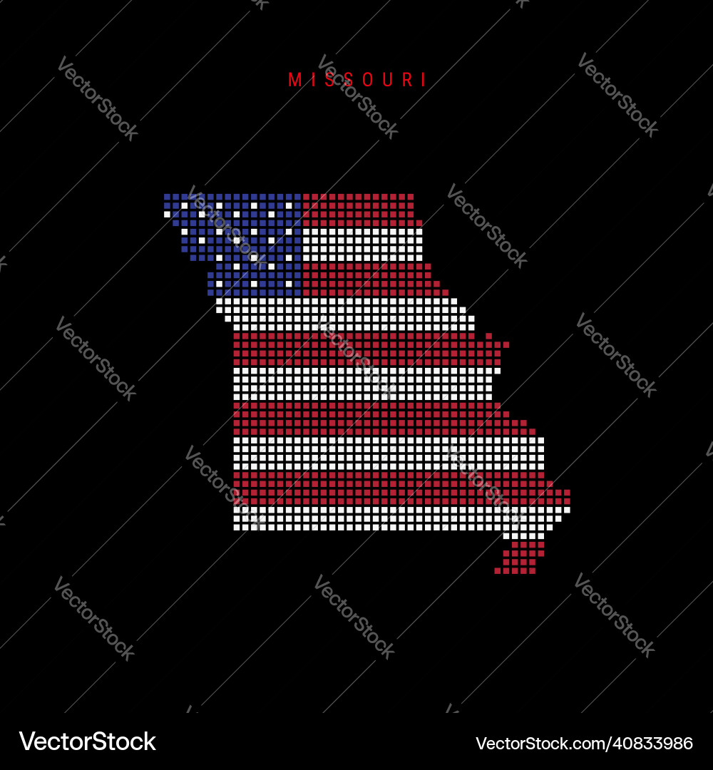 Square dots pattern map of missouri dotted pixel vector image