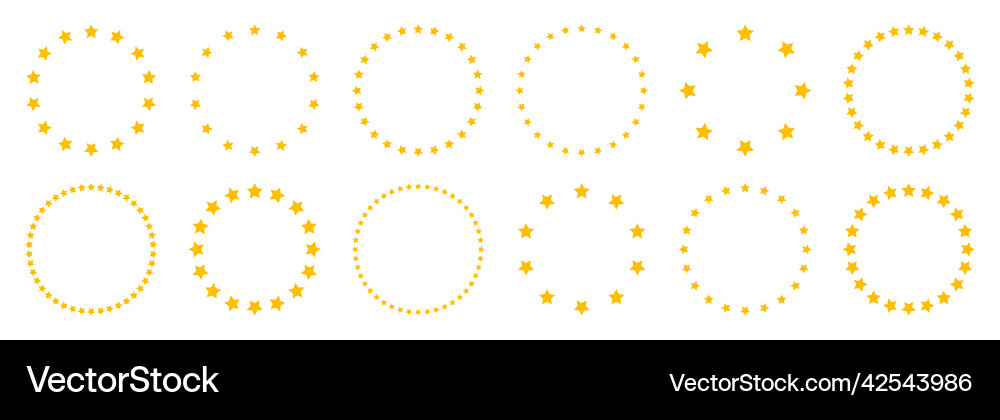 Stars of various sizes arranged in a circle round Vector Image