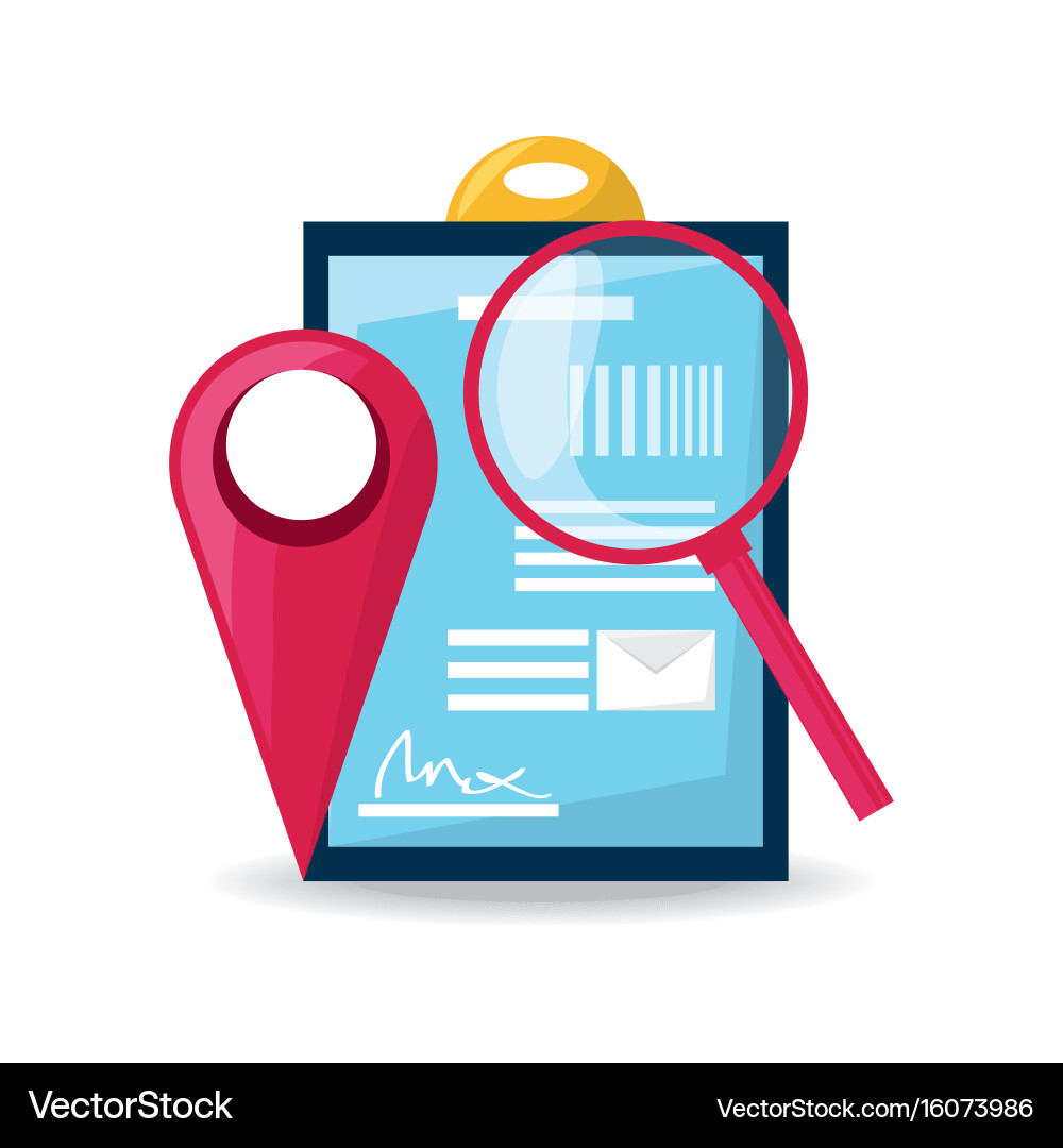 Ubication and search symbol with delivery forecast vector image